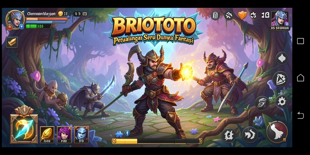 Tampilan gameplay seru dalam BRIOTOTO yang penuh warna.